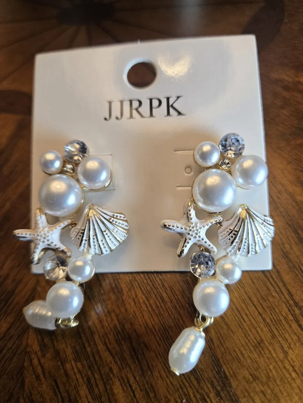 Bohemian Style Faux Pearl Starfish Shell Dangle Earrings